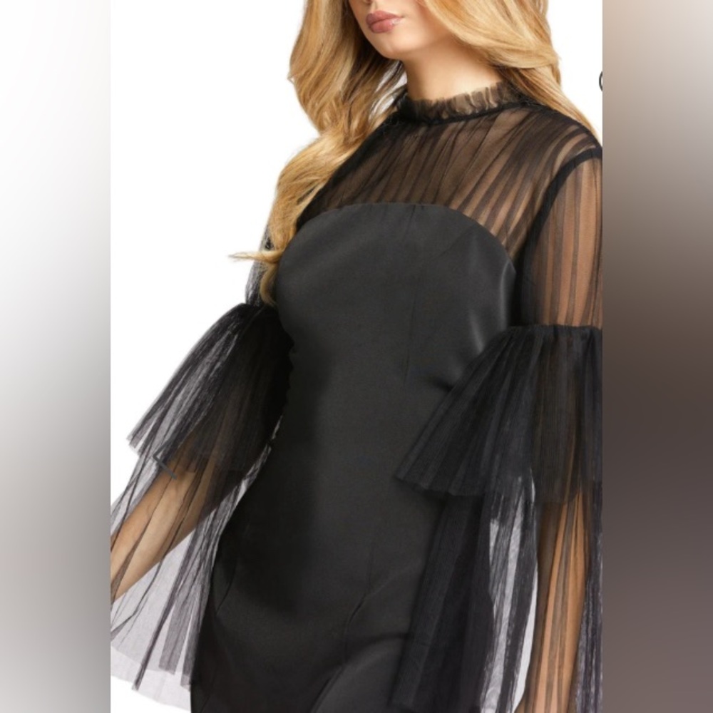 ⭐️MAC DUGGAL BLACK Tiered Sleeve COCKTAIL DRESS MWT 2